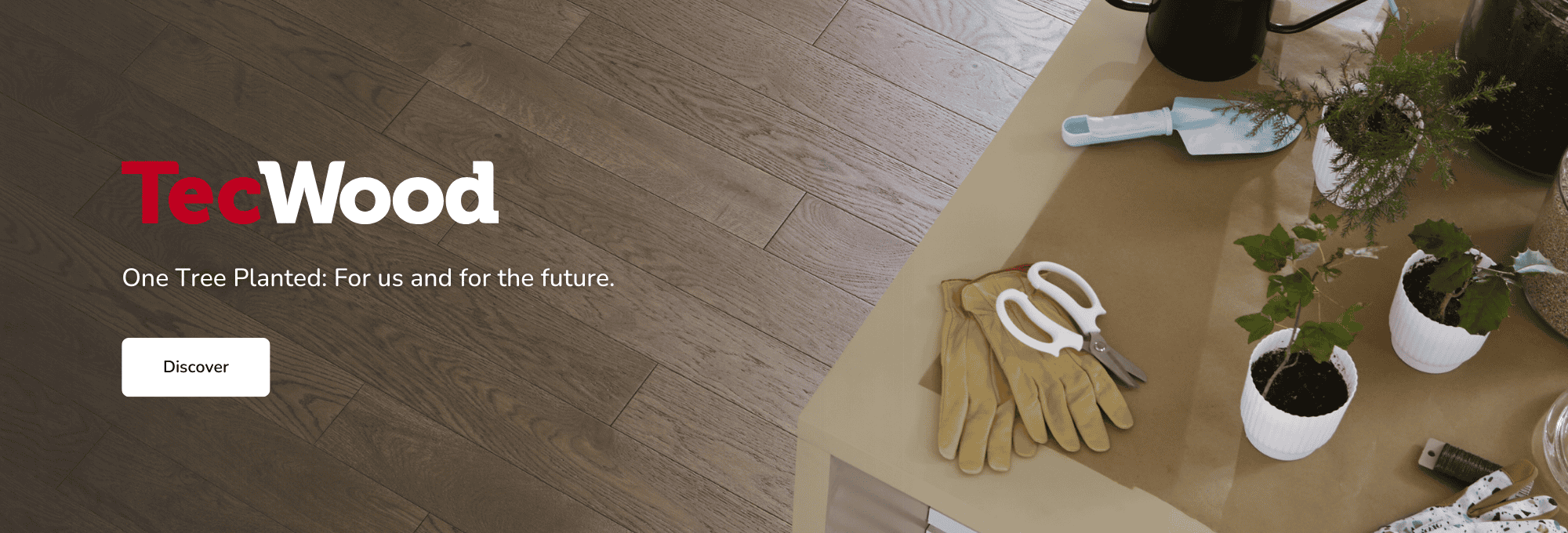 TecWood Flooring promotion featuring a bright and open room with durable floors